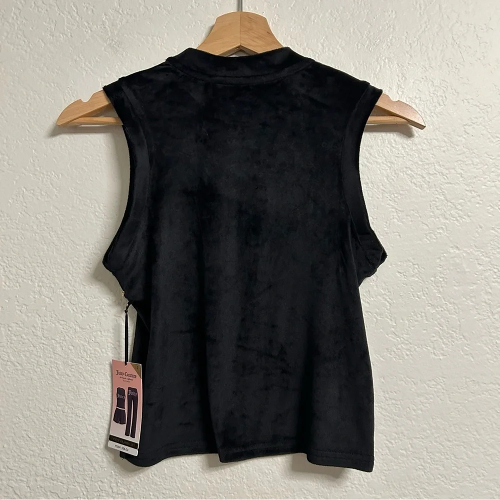 Juicy Couture Black Velour Bedazzled Sleeveless Pajama Top, Size S - Picture 4 of 6